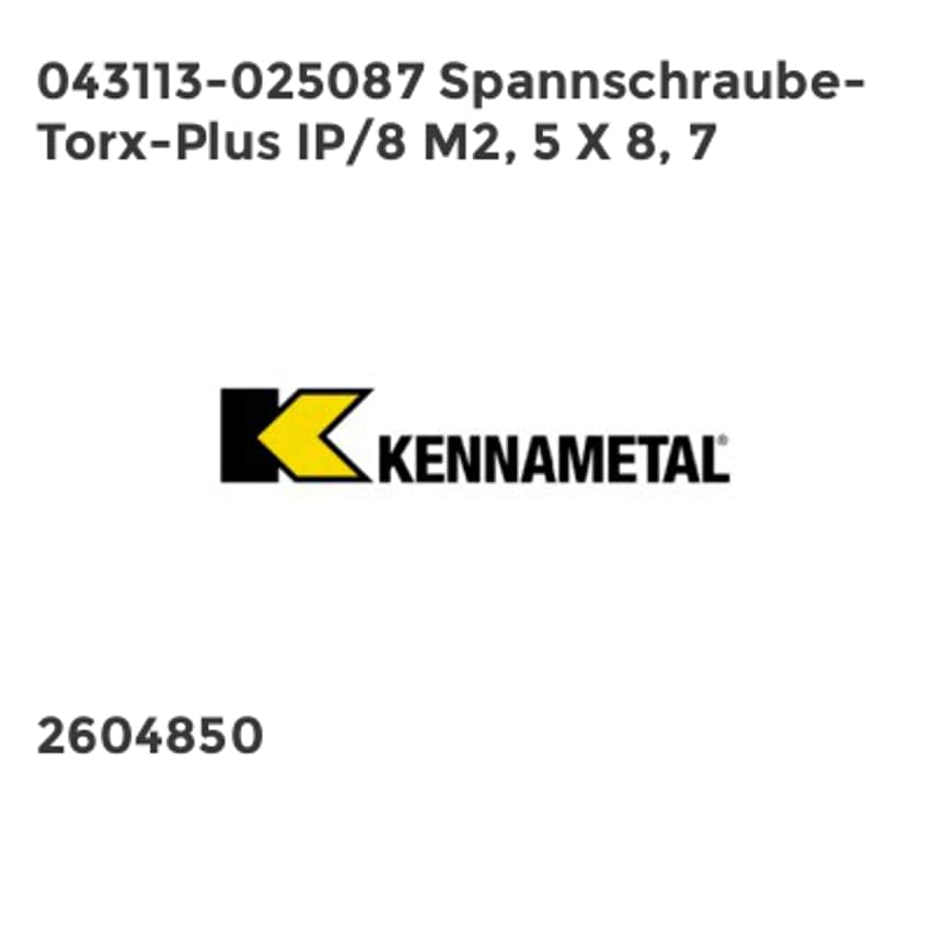 043113-025087 Spannschraube- Torx-Plus IP/8 M2, 5 X 8, 7