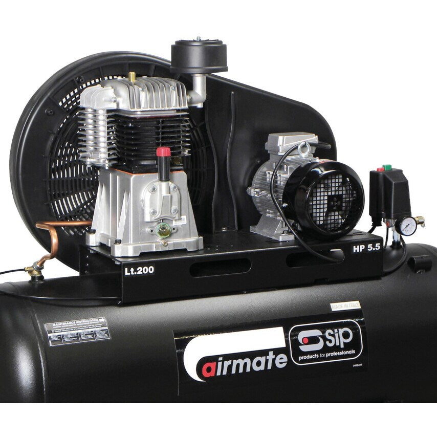 06583 TN5.5/200 5.5HP 200 Litre Airmate Belt Drive 3 Phase Air Compressors