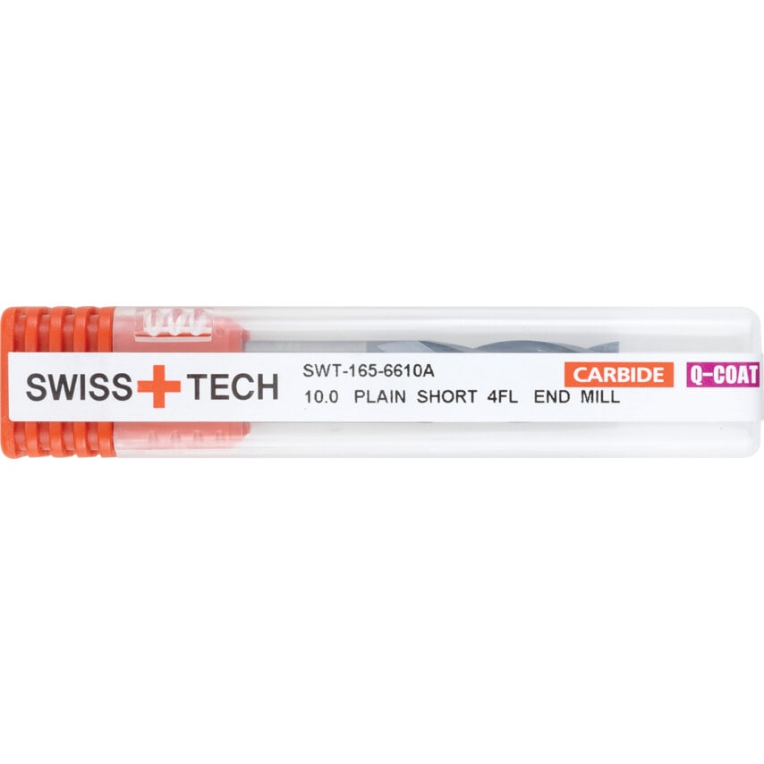 10.00MM Series 66 Carbide 4 Flute Plain Shank Short Series End Mills - EMQ-4PS Q-Coat Coated