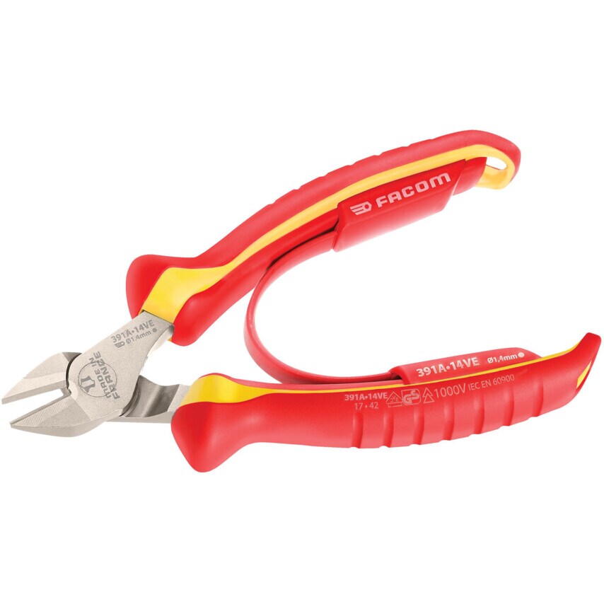 1000V VDE Thin Nose Diagonal Cutting Pliers, 140mm