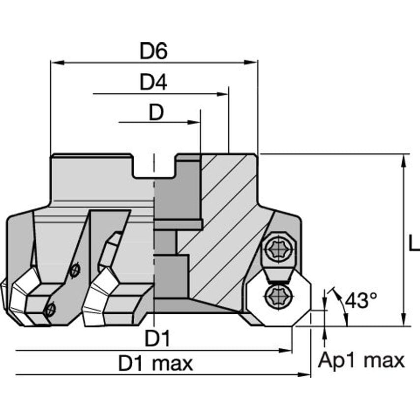100B08RS45OF07A KSOM Shell Mill D=100 Z=8