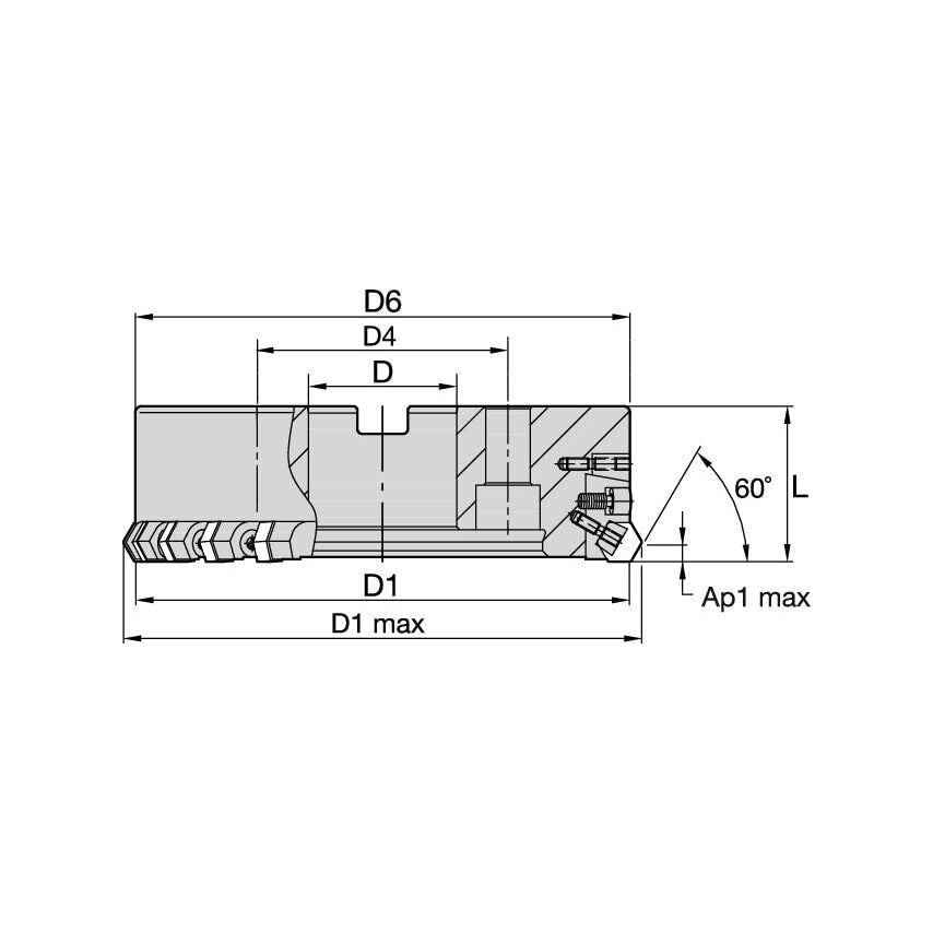 100B82RF60HN09C Hexacut 60 Shell Mill D=100 Z
