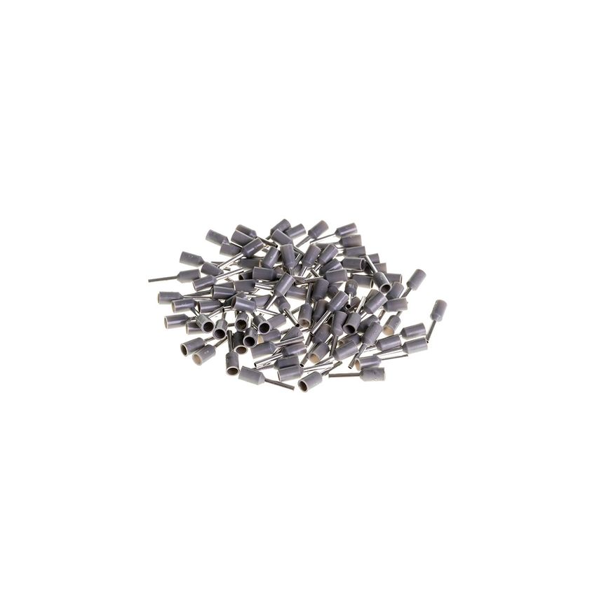 100pc Insulated Crimp Bootlace Ferrule Set Grey Awg 0.75mm Wire Pin 8mm x 1.5mm