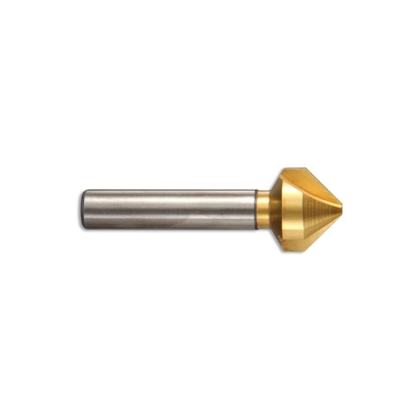 10.4X2.5MM 3 Flute 90 TiN Coated HSS Straight Shank Countersink (DIN 335)