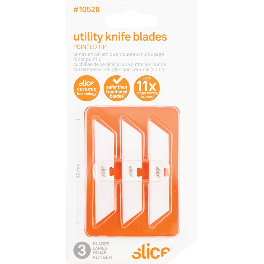 10528 Replacement Box Cutter Blades Ceramic Pointed Tips, Pack of 3