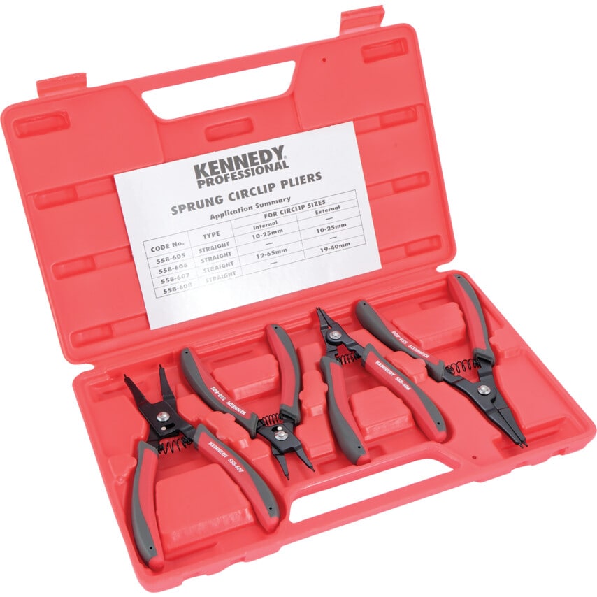 10-65mm Sprung Circlip Plier Set (4 Piece)