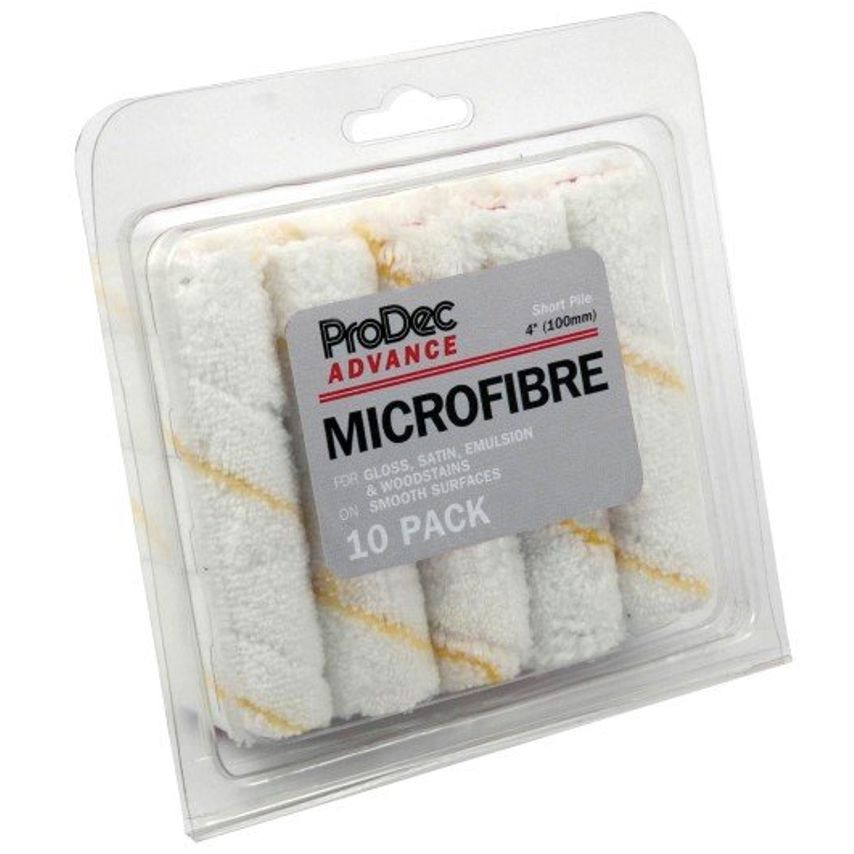 10Pk 4" Short Pile Microfibre Mini Roller Sleeves