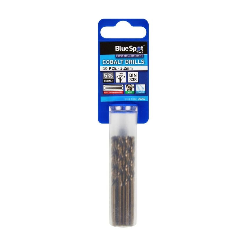 10 Pce Cobalt Fully Ground 3.2mm Drills
