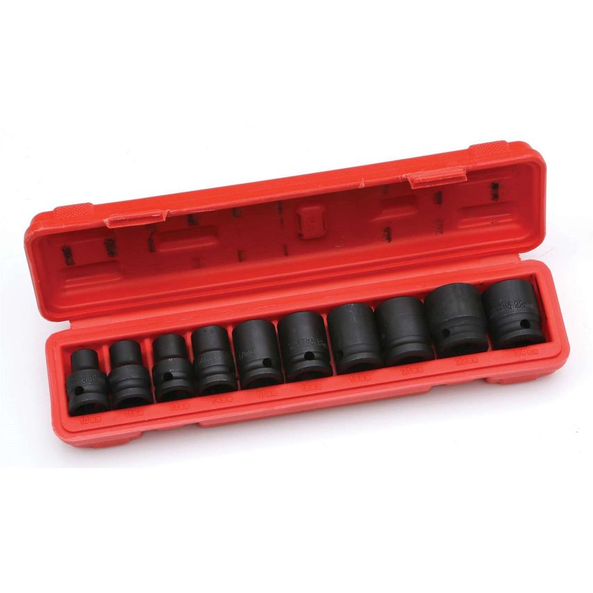 10 Piece 1/2" Impact Socket Set Metric