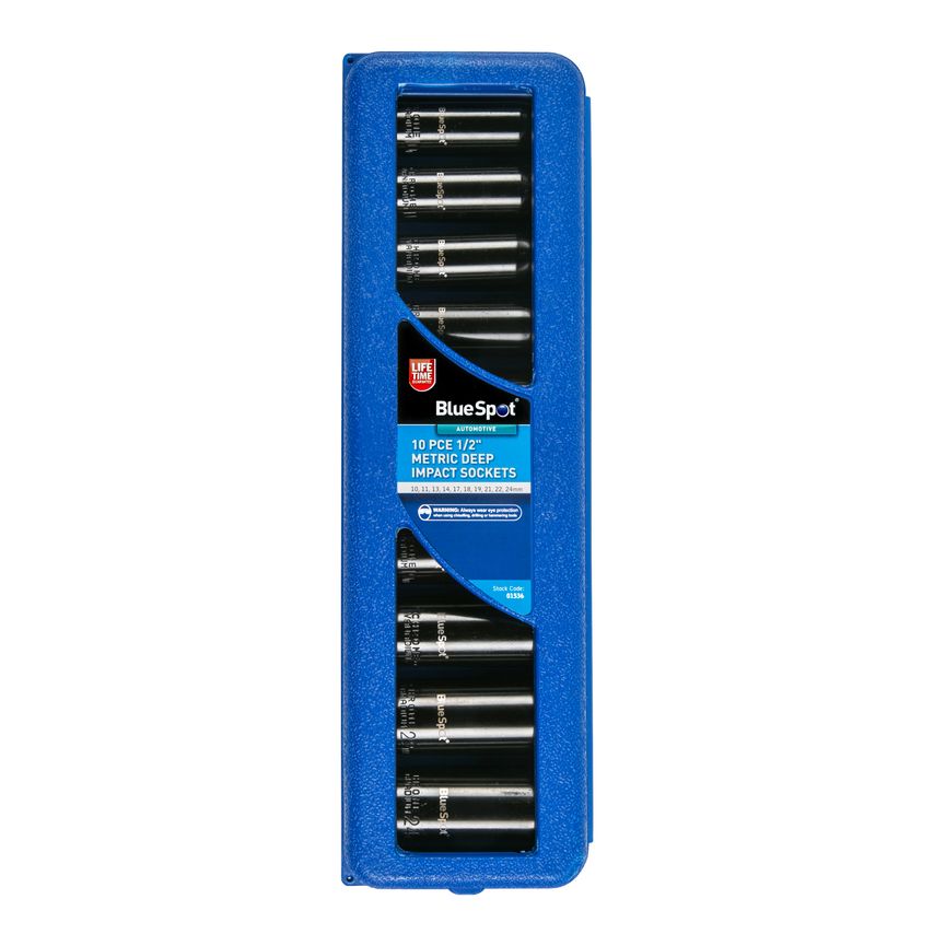 10 Piece 1/2" Metric Deep Impact Sockets (10-24MM)