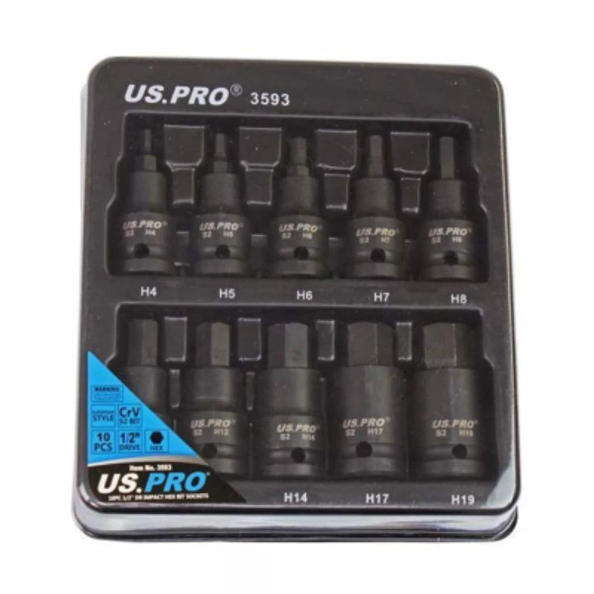 10 Piece 1/2in Drive Metric Hex Bit Sockets