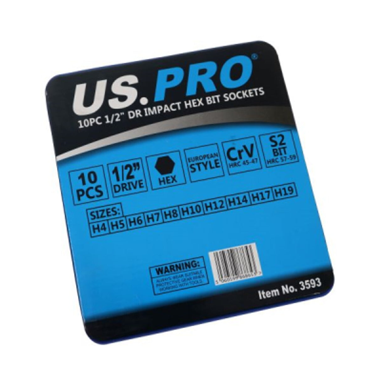 10 Piece Impact Hex Bit Socket Set 1/2in Drive