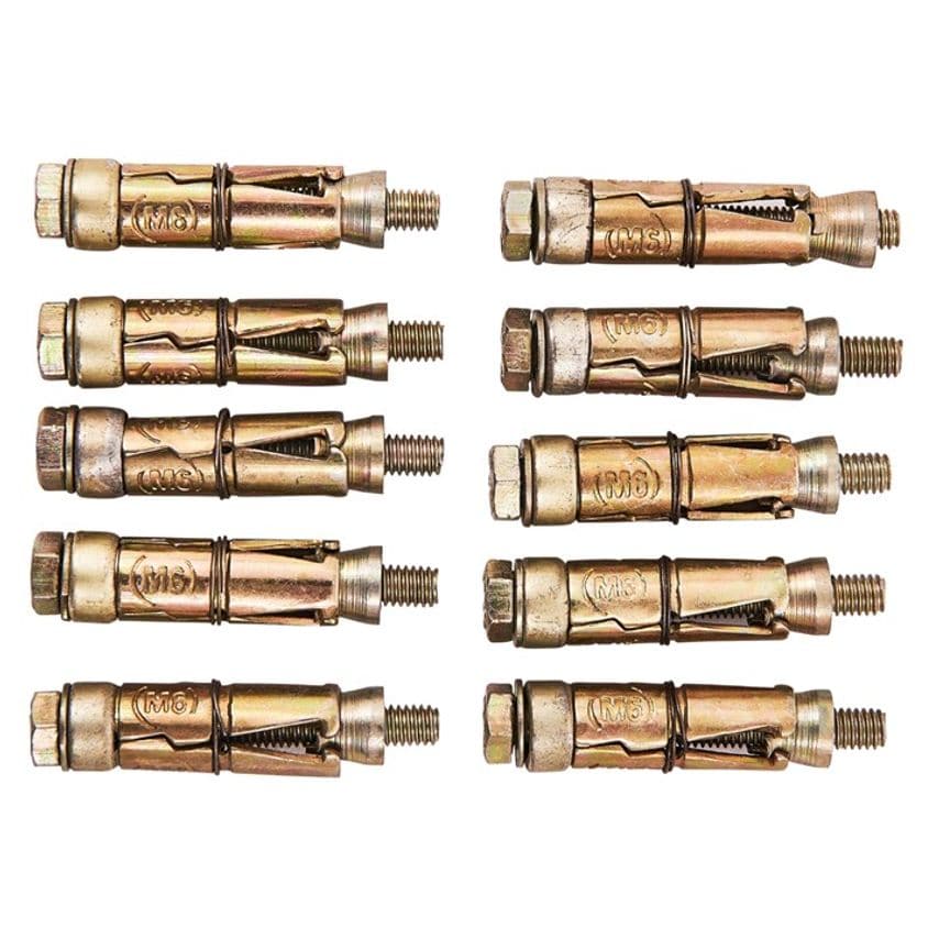 10 Piece M6 X 50mm Expansion Bolts