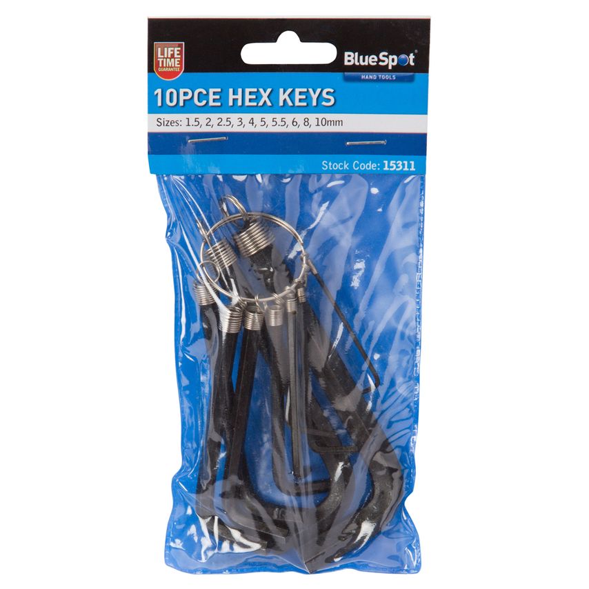 10 Piece Metric Hex Key Set (1.5-10mm)