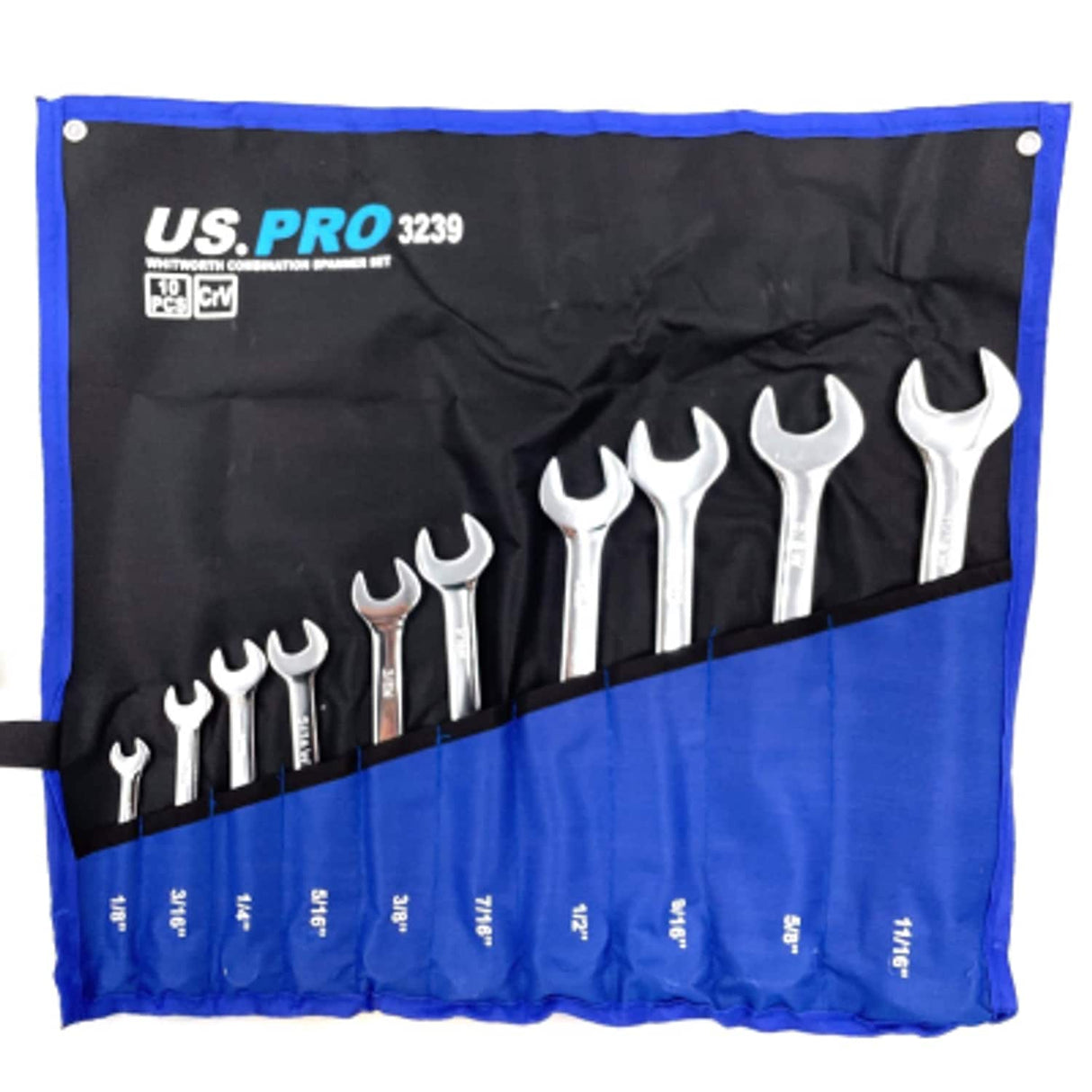 10 Piece Whitworth Combination Spanner Set 1/8in-11/16in