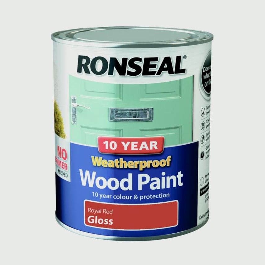 10 Year Weatherproof Gloss Wood Paint 750ml Royal Red