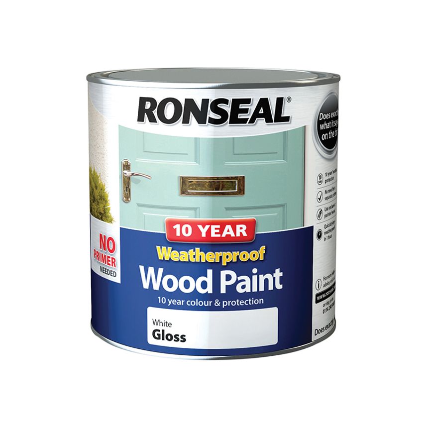 10 Year Weatherproof Wood Paint White Gloss 2.5 litre RSL38782