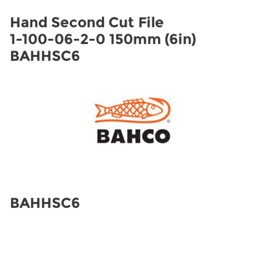 1-100-06-2-0 Hand Second Cut File 150mm (6in) BAHHSC6