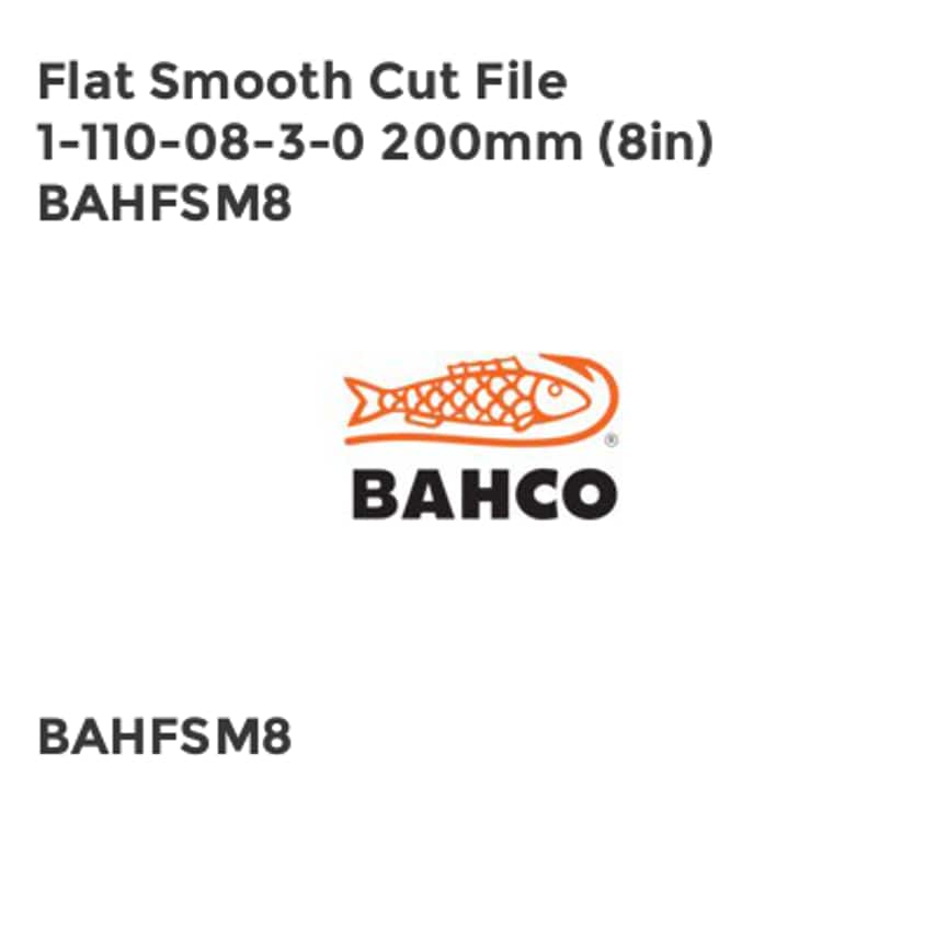 1-110-08-3-0 Flat Smooth Cut File 200mm (8in) BAHFSM8