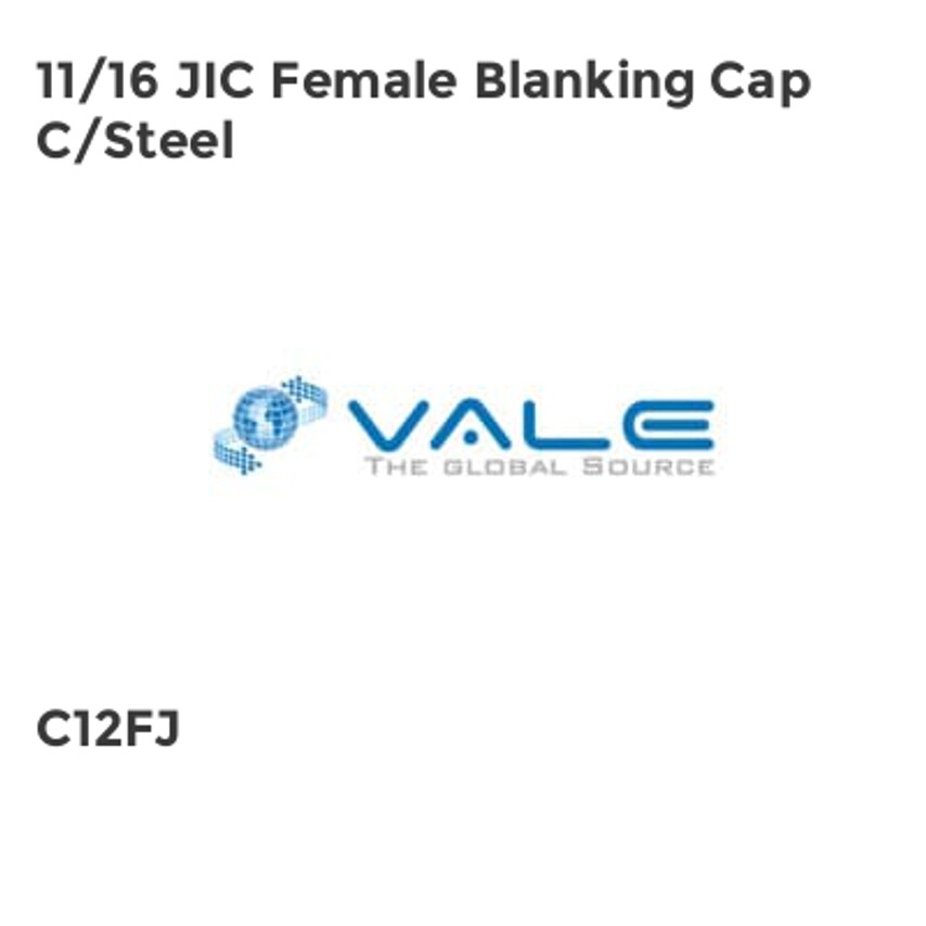 11/16 JIC Female Blanking Cap C/Steel C12FJ