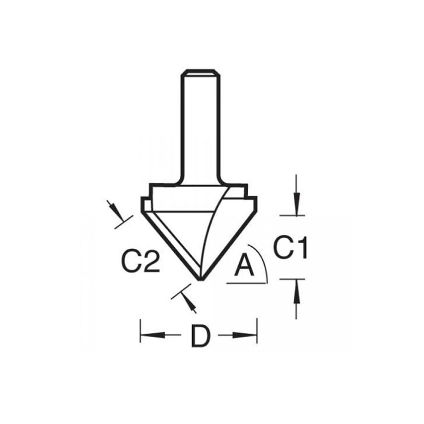 11/3 x 1/4 TCT V-Groove Cutter 45 9.2 x 19.1mm TRE11314TC