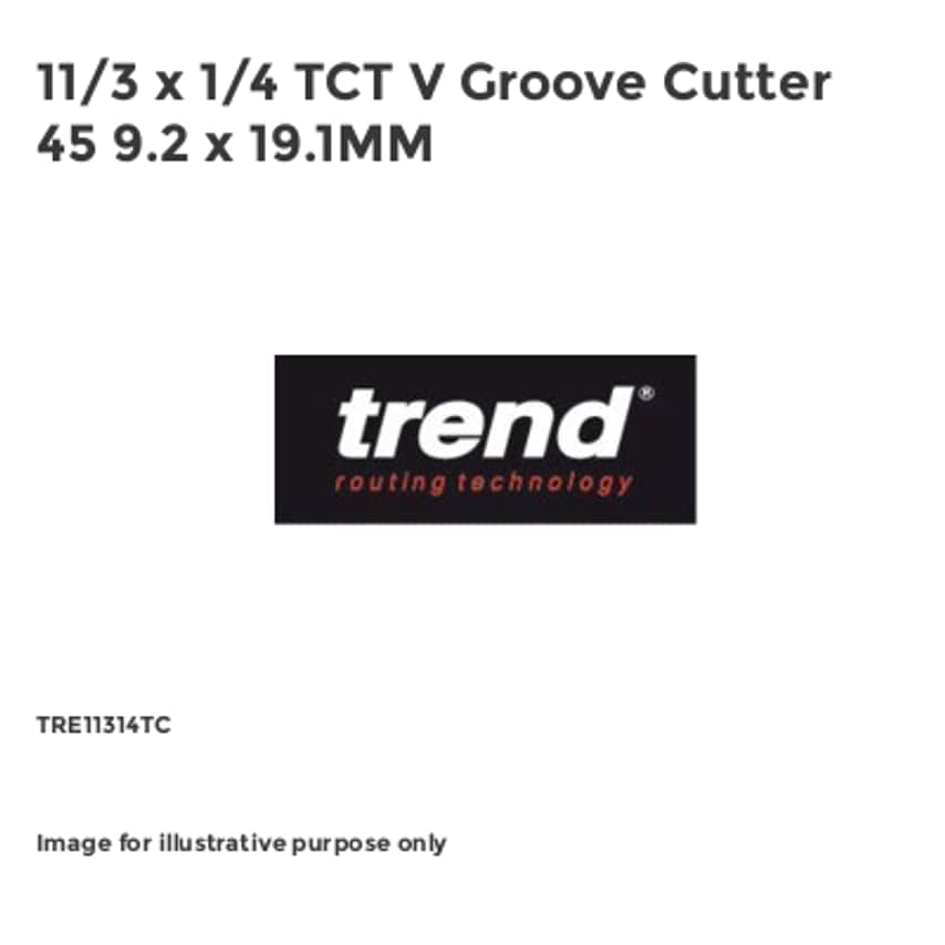 11/3 x 1/4 TCT V Groove Cutter 45 9.2 x 19.1MM TRE11314TC