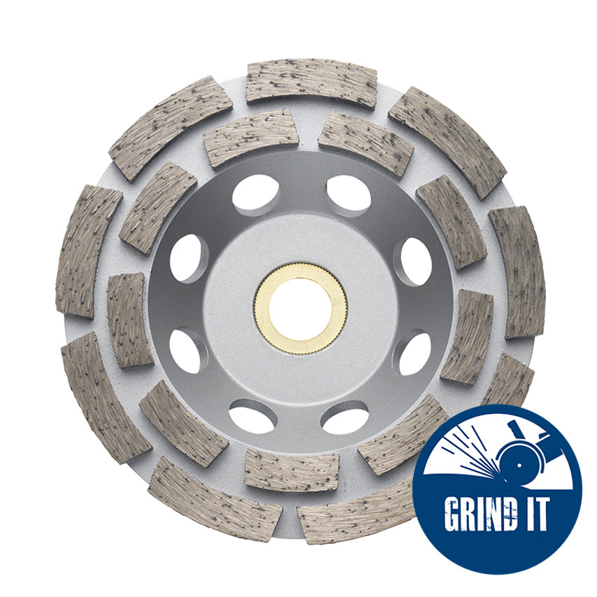 115 x 15/22.2mm Diamond Cup Grinder - Double Row