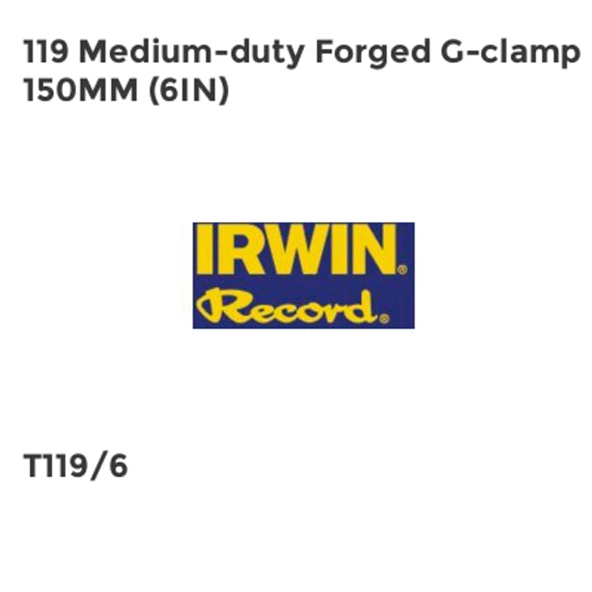 119 Medium Duty Forged G-Clamp 150mm (6in)