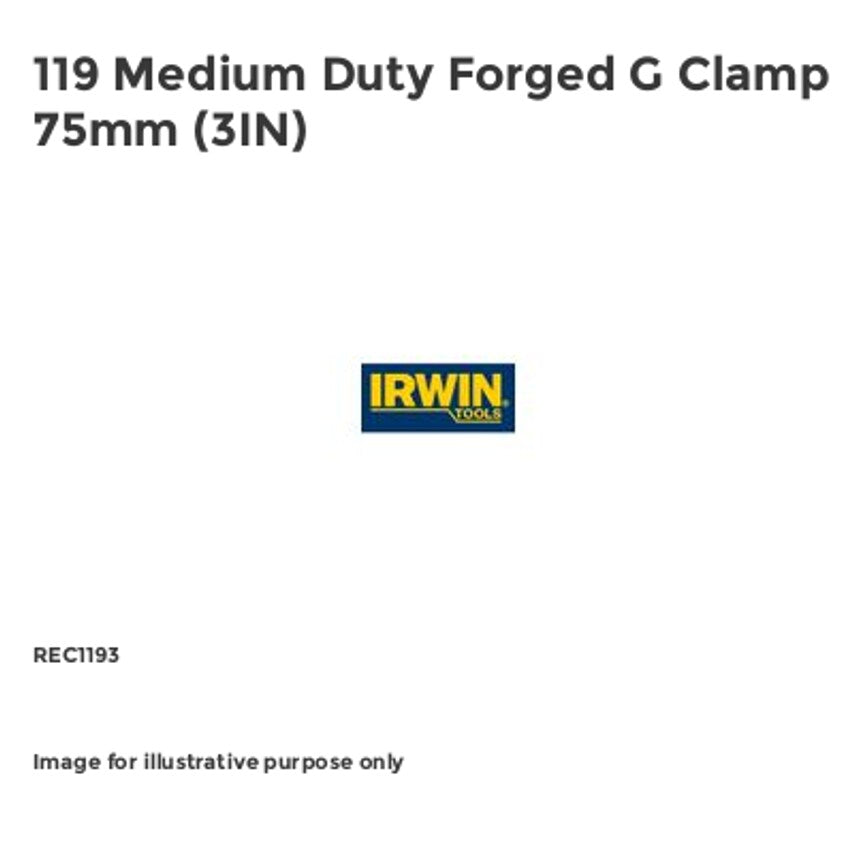 119 Medium Duty Forged G Clamp 75mm (3IN) REC1193
