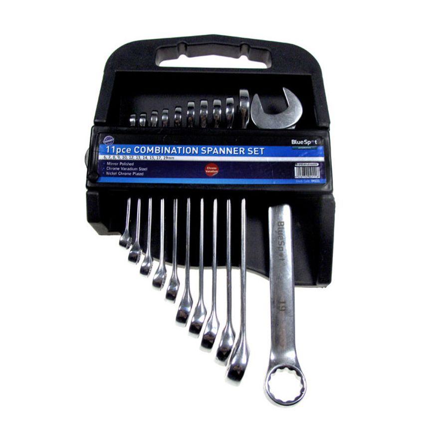 11 Piece Chrome Vanadium Metric Combination Spanner Set (6-19MM)