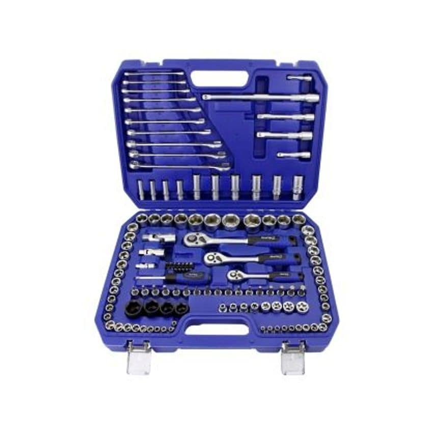 120 Piece 1/4", 3/8" & 1/2" Metric & SAE Socket & Spanner Set