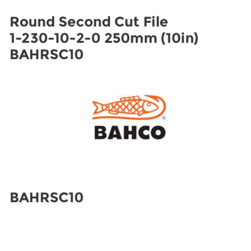 1-230-10-2-0 Round Second Cut File 250mm (10in) BAHRSC10