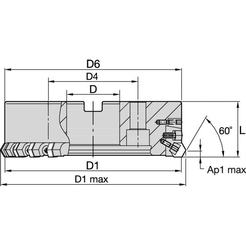 125B123RF60HN09C Hexacut 60 Shell Mill D=125 Z