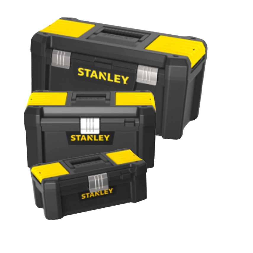 12.5'' Essential Toolbox, Metal Latches, Black & Yellow