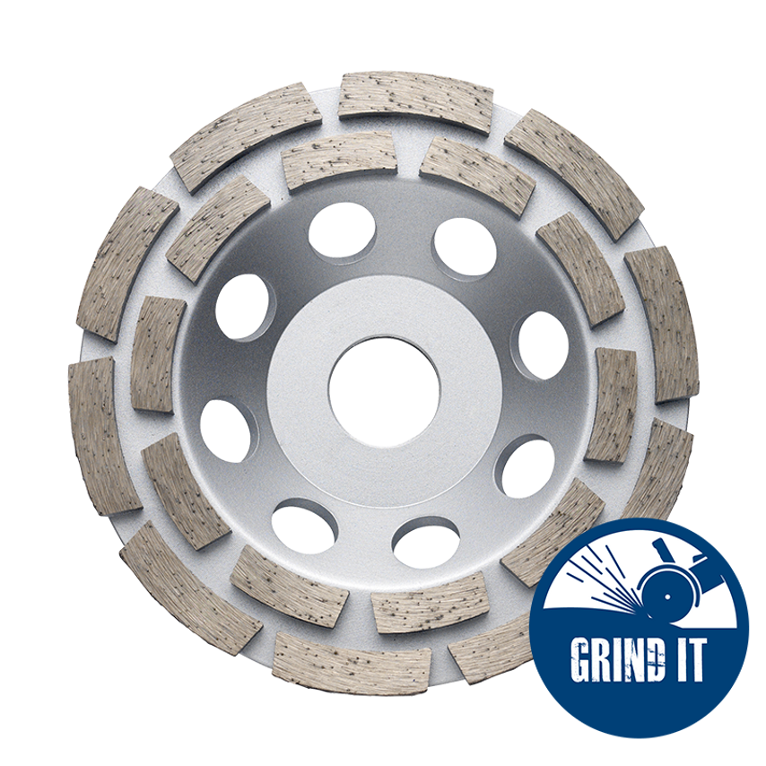 125 x 22.2mm Diamond Cup Grinder - Double Row 125DCG