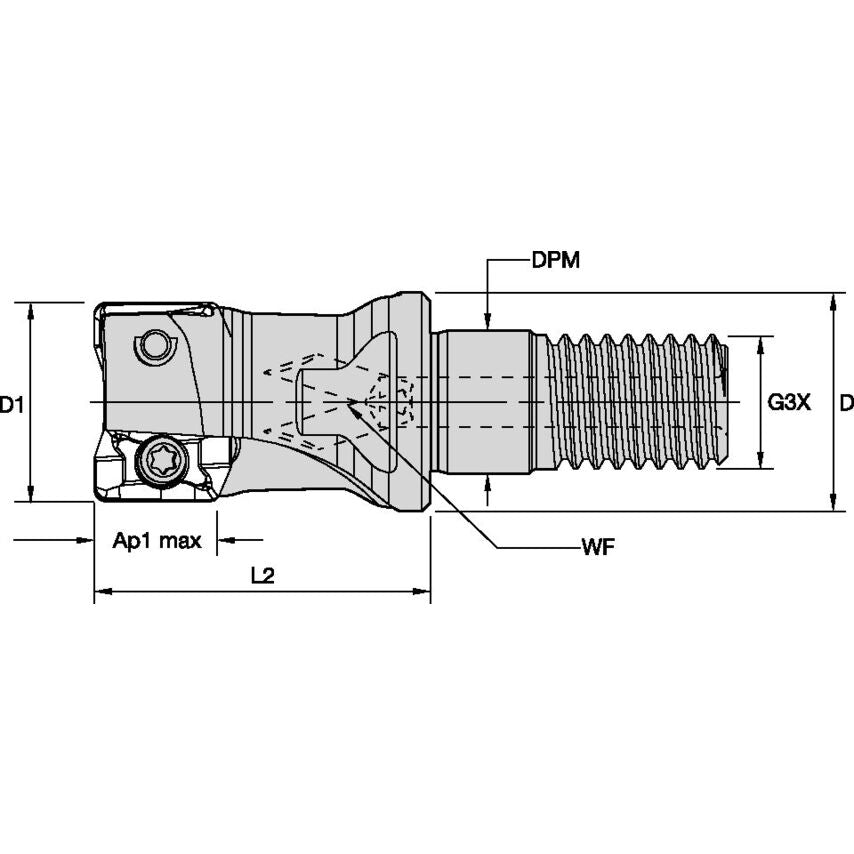 12A02R020M08ED07 Mill 1-07 Screw-On End Mill 90