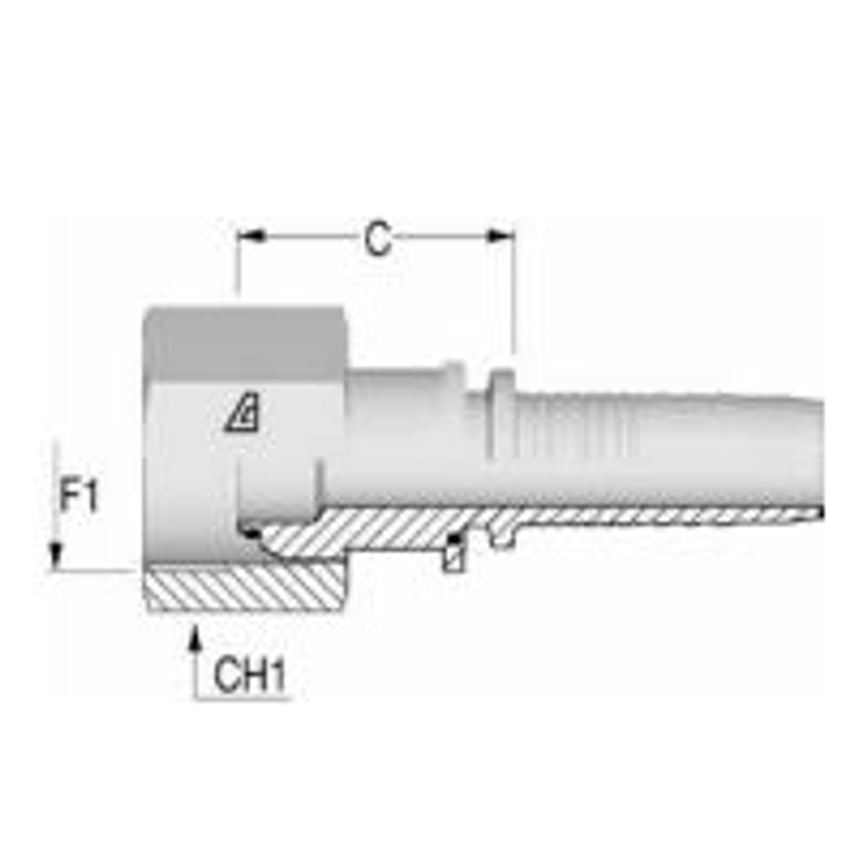 1/2ID-3/8bspP Female Insert 60 Degrees Cone Seat O Ring Seal