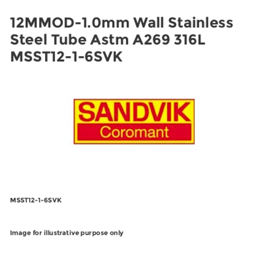 12MMOD-1.0mm Wall Stainless Steel Tube Astm A269 316L MSST12-1-6SVK