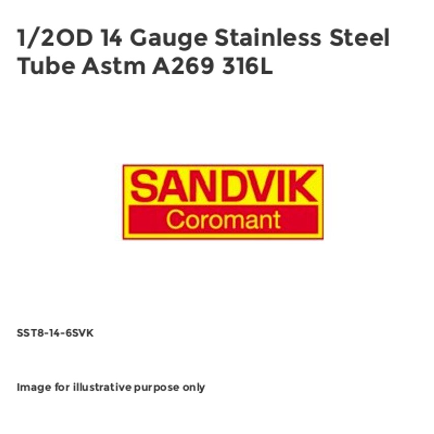 1/2OD 14 Gauge Stainless Steel Tube Astm A269 316L