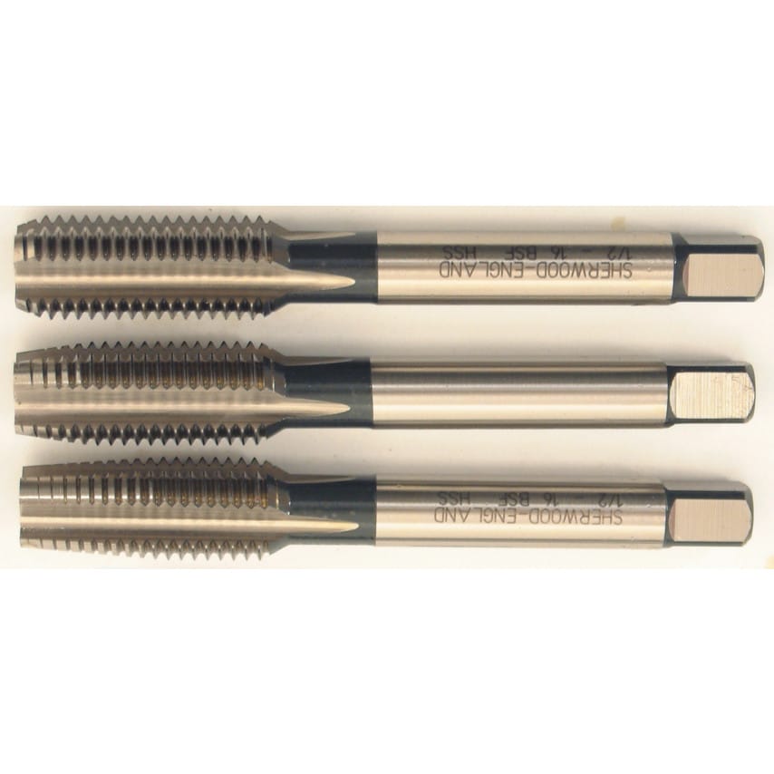 1/2"X16 BSF HSSGT Straight Flute Tap Set