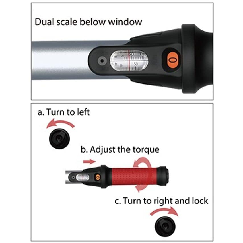 1/2" Drive Torque Wrench 32T 60 -300Nm/45 -220ft-lb Matte Finished +/-3% BS-4253R
