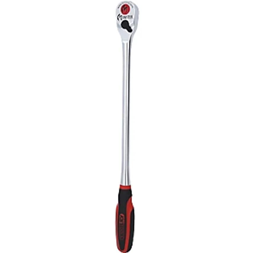 1/2'' Monster Reversible Ratchet, Long, 100 Tooth, Red/Black