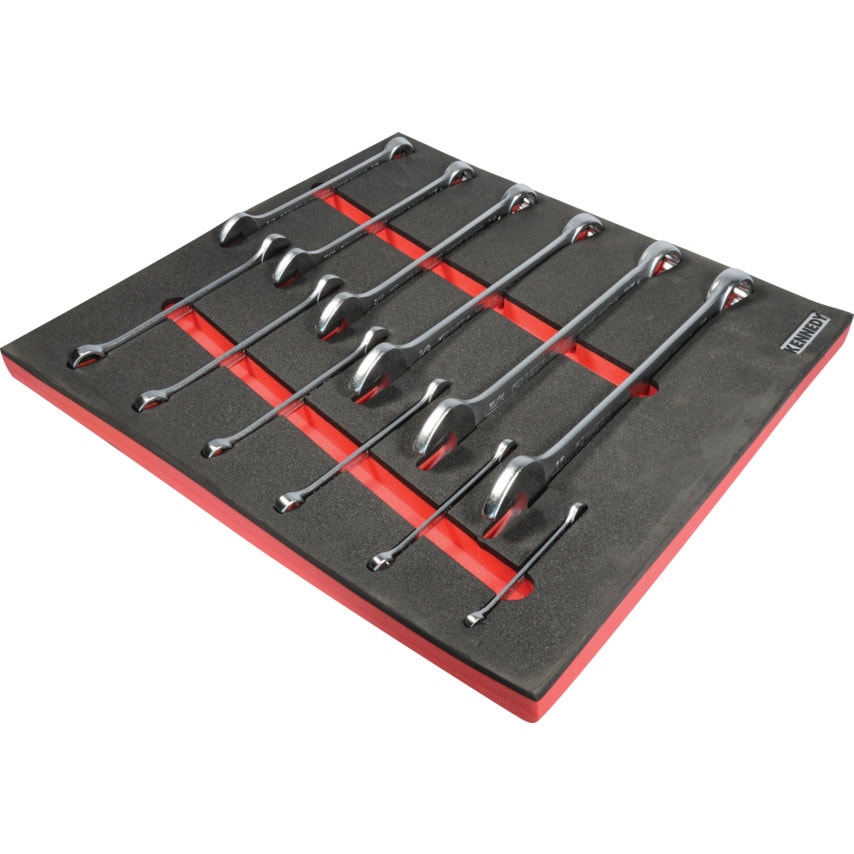 12 Piece 1/4-1in A/F Industrial Combination Spanner Set in Tool Control 2/3 Foam Inlay for Tool Cabinets