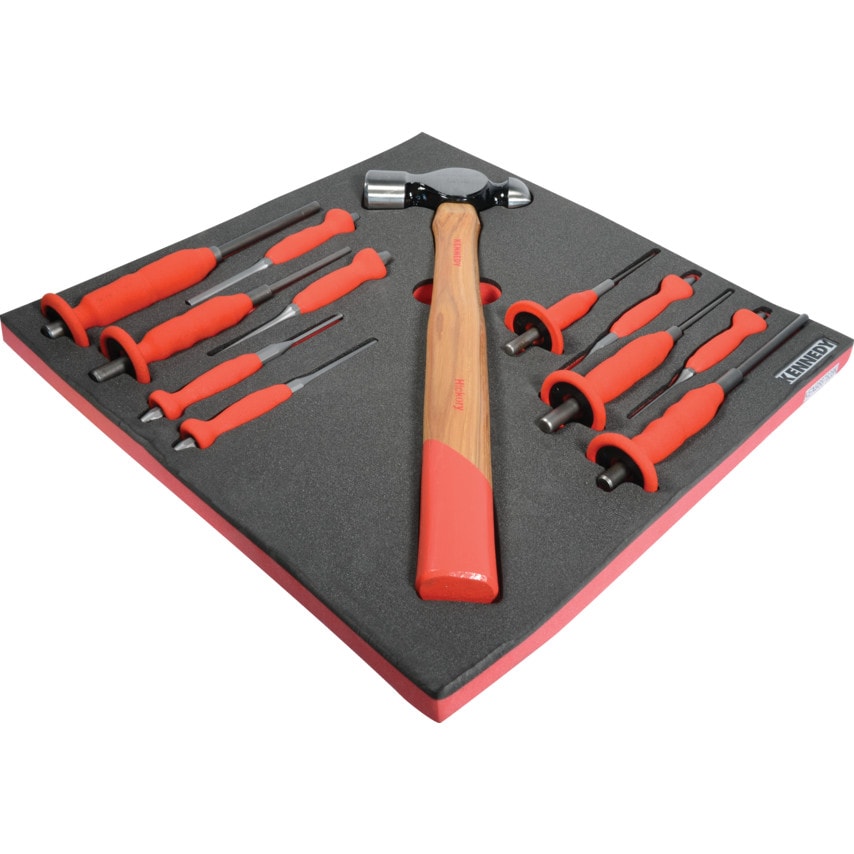 12 Piece Punch and Hammer Set in Tool Control 2/3 with Foam Inlay for Tool Cabinets