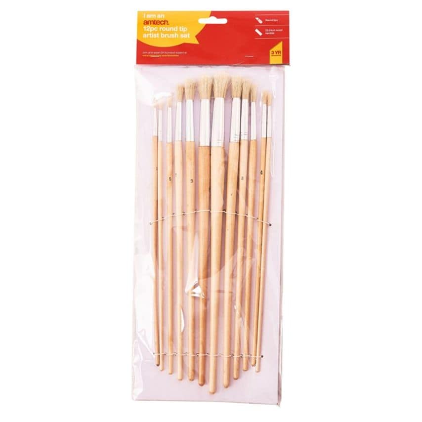 12 Piece Round Tip Art Brush Set