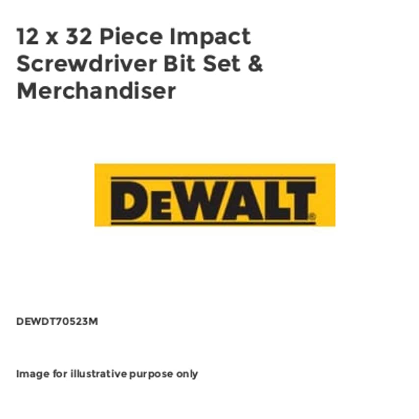 12 x 32 Piece Impact Screwdriver Bit Set & Merchandiser