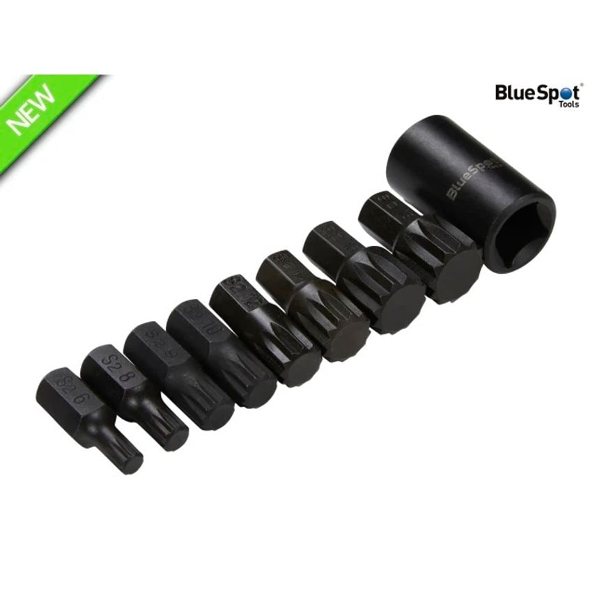 1/2in Impact Spline Bit Set, 9 Piece