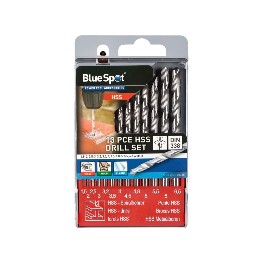 13 Pce Half Ground HSS Drill Set (1.5mm - 6.5mm)