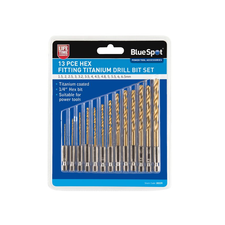 13 Piece Hex Fitting Titanium Drill Bit Set