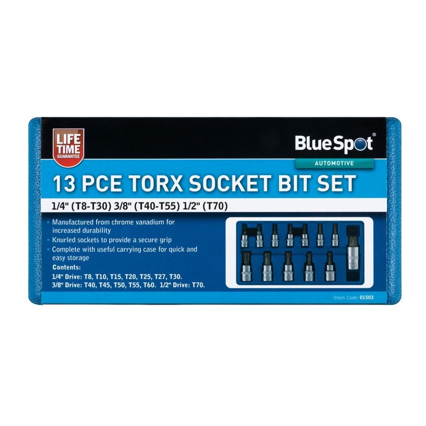 13 Piece Torx Socket Bit Set (T8-T60)